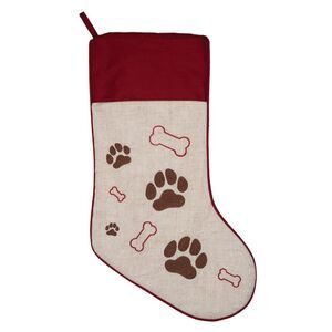 Dog Pawprints and Bones Family Pet Christmas Holiday Stocking